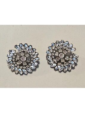 BaubleBar Oversized Crystal Statement Earrings, Circular Floral Design